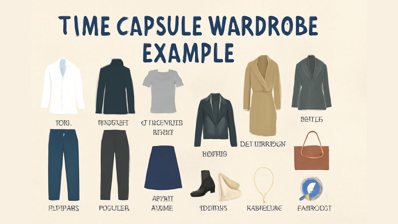 Time Capsule Wardrobe concept featuring timeless and versatile fashion pieces.